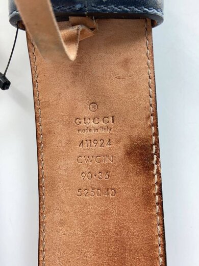 商品画像：インターロッキング/GG/ベルト/レザー/ブラック/総柄/メンズ/411924※内側使用感 3