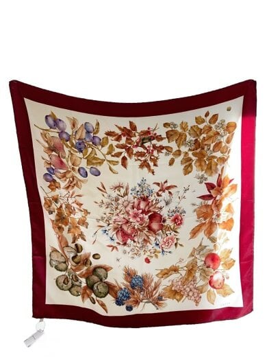 商品画像：スカーフ/シルク/レッド/花柄/レディース 1