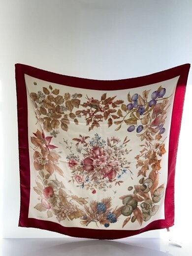 商品画像：スカーフ/シルク/レッド/花柄/レディース 2