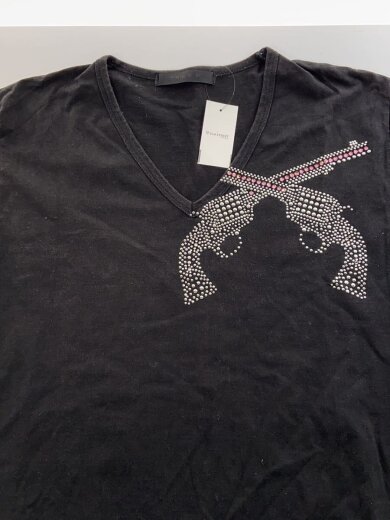 商品画像：長袖Tシャツ/ロンT/ブラック/ラインストーン/クロスガン 5