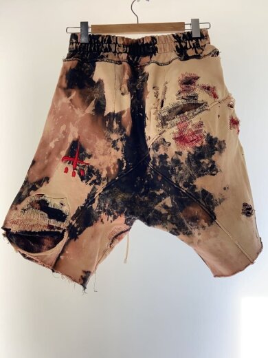 商品画像：ダメージ加工/ショートパンツ/M/コットン/BLK/総柄 2