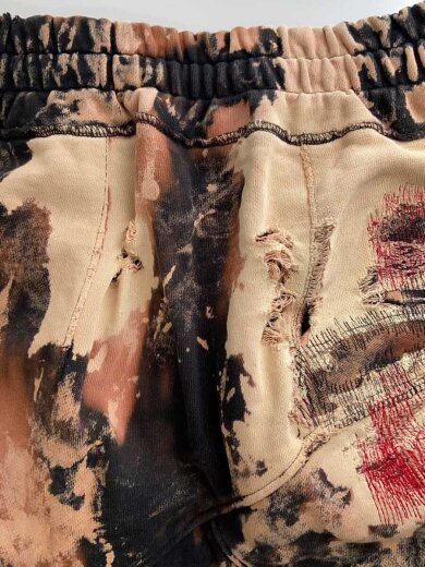 商品画像：ダメージ加工/ショートパンツ/M/コットン/BLK/総柄 8