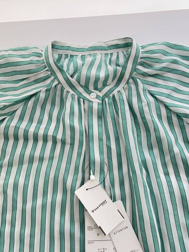 画像：TOMORROWLAND collectionパフスリーブブラウス/36/レーヨン/トラックストライプ/13-01-42-0111025