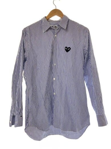 商品画像：Stripe Shirt With Black Emblem/長袖シャツ/M/コットン/ストライプ/AZ-B018 1