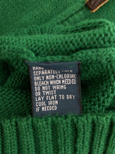 商品画像：ドライバーズニット/セーター/ハーフジップ/ポニー刺繍/グリーン/XL※汚れ// 4