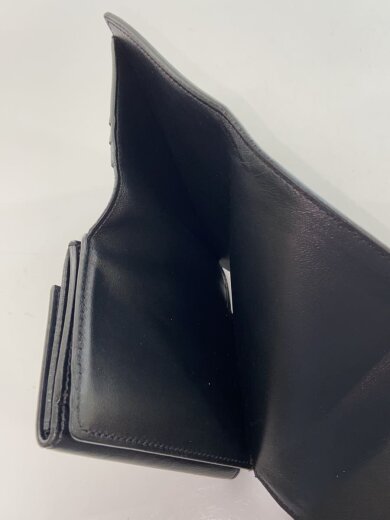 商品画像：3つ折り財布/レザー/BLK/無地/レディース 5
