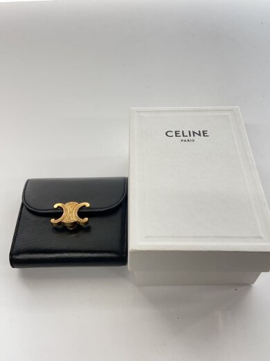 商品画像：3つ折り財布/レザー/BLK/無地/レディース 9