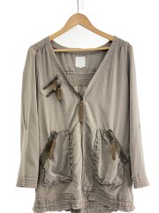 ジャケット/ポリエステル/グレー/無地