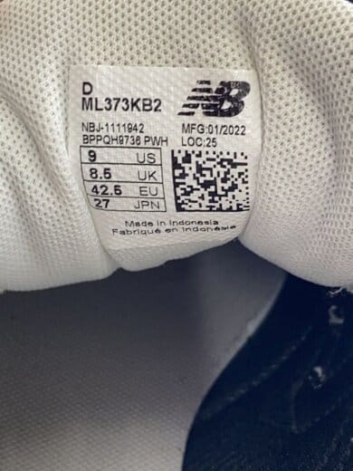 画像：NEW BALANCEローカットスニーカー/27cm/ブラック/ML373KB25