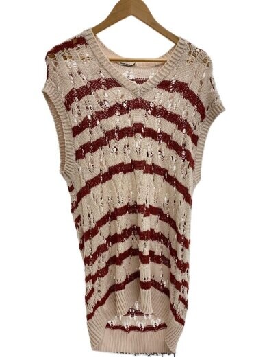 商品画像：ニットベスト(薄手)/M/コットン/BEG/M221NWA 1