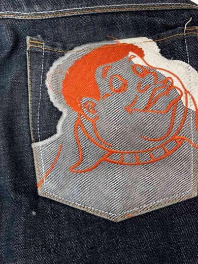 商品画像：刺繍バギーデニムパンツ/34/IDG 8