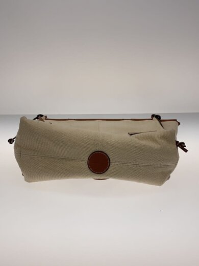 画像：LOEWEクッショントートバッグ/キャンバス×レザー/BEG/無地/シミ数箇所有4