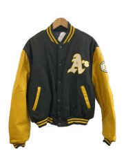 90s/USA製/アスレチック/PYRAMID/スタジャン/L/ウール/GRN