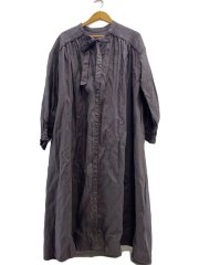 ロイヤルリネン/ボウタイ2way/長袖ワンピース/FREE/リネン/GRY/無地/TB22314