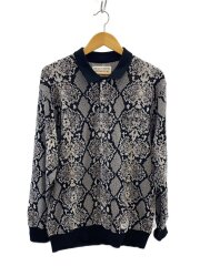python knit polo shirt/ポロシャツ/M/コットン/WHT