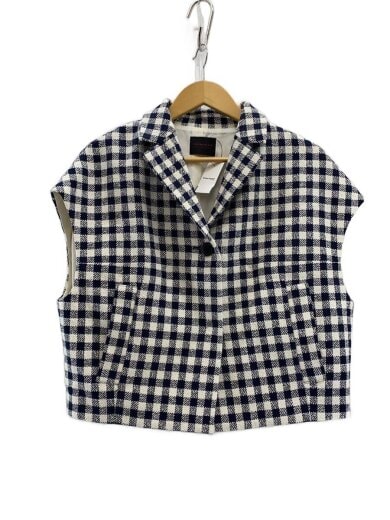 商品画像：タムタムギンガムノッチドカラージレ/ベスト/36/NVY/チェック/14-07-51-07004/シミ有 1