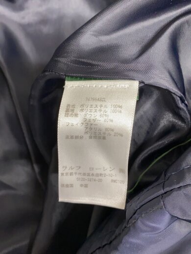 商品画像：ロゴパッチ/フェイクファーフーデットダウンコート/ロングダウンジャケット/XS/ポリエステル/NVY// 5