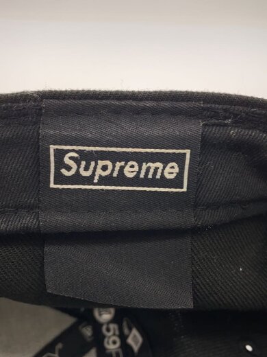 画像：NEW ERA × SupremeツノSロゴ/キャップ/7 5/8/ポリエステル/BLK/無地/メンズ/使用感有り5