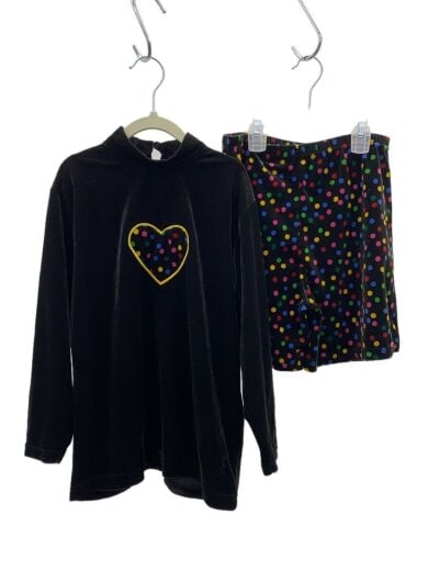 商品画像：セットアップ/120cm/ベロア/BLK/ドット/Y526-011 1