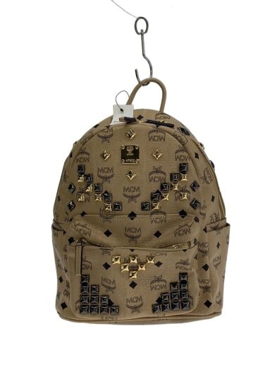 商品画像：リュック/レザー/BEG/総ロゴ/スタッズ 1