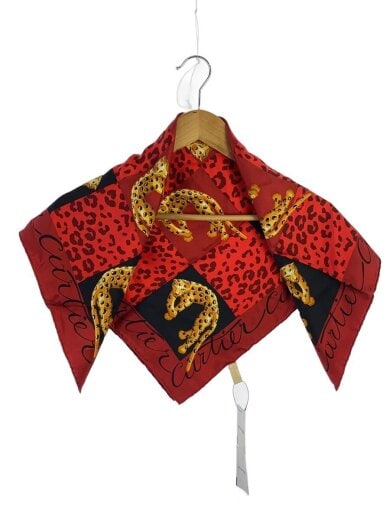 商品画像：スカーフ/シルク/RED/レオパード/メンズ/パンテール 1