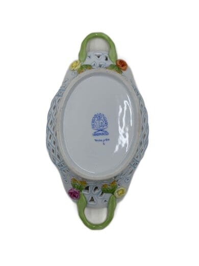 商品画像：インテリア雑貨/handpainted/queen victoria/透かし彫り/二本手バスケット 6