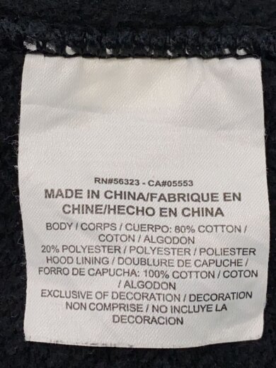 商品画像：ジップパーカー/L/コットン/BLK/804389-010 4