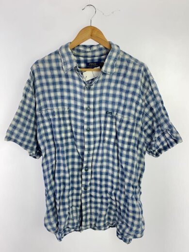 商品画像：半袖シャツ/--/リネン/BLU/チェック/0200011589 1