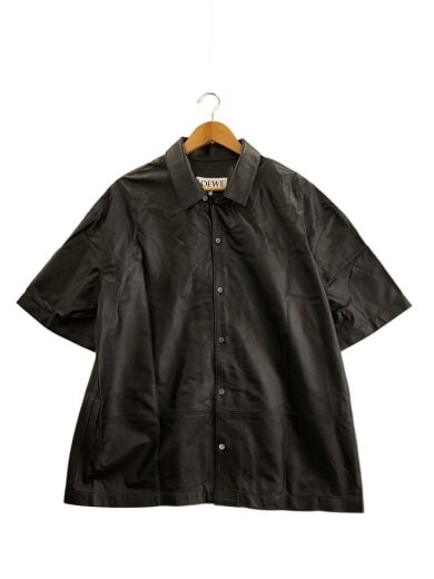 商品画像：ショートスリーブ ナッパレザー シャツ/アナグラムロ半袖シャツ/46/羊革/BLK/H526Y31L49// 1