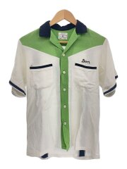 Service Bowling Shirt/60s/刺繍/オープンカラー半袖シャツ/S/レーヨン/GRN