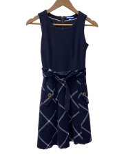 ノースリーブワンピース/36/ウール/NVY/ミドル/サイドジップ/ベ/チェック/e1j67-828-29