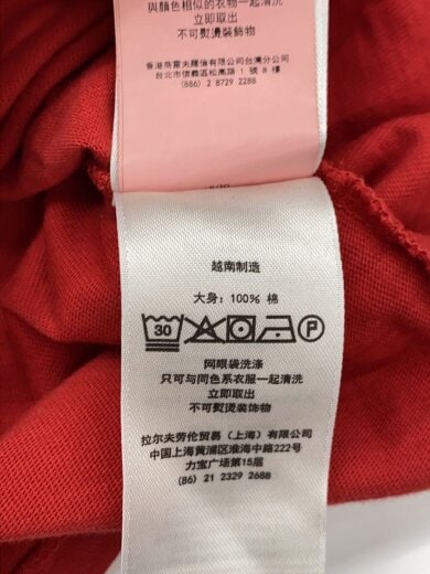 商品画像：Tシャツ/S/コットン/RED 5
