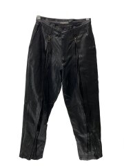 80s/筆タグ/ストレートパンツ/M/山羊革/BLK