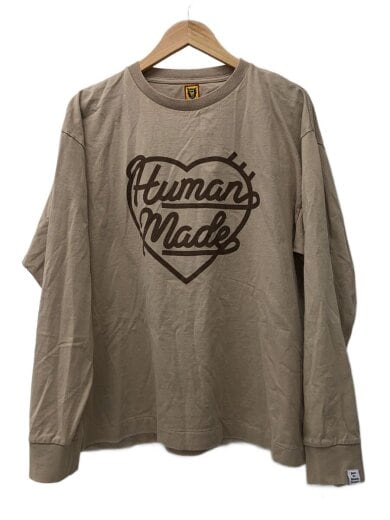 商品画像：長袖Tシャツ/XXL/コットン/BEG/無地 1