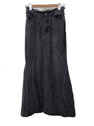 商品画像：Cellulose Denim Maxi Skirt/36/コットン/BLK/無地/21242515201 1