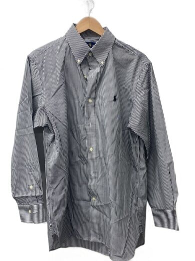 商品画像：長袖シャツ/M/コットン/BLK/ストライプ 1