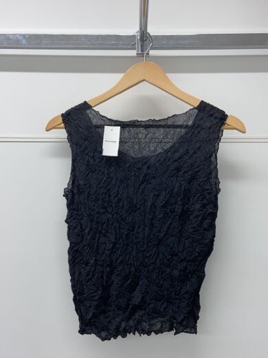 商品画像：日本製/キャミソール・タンクトップ/シワ加工/M/ポリエステル/BLK/無地/IM92-JK550 2