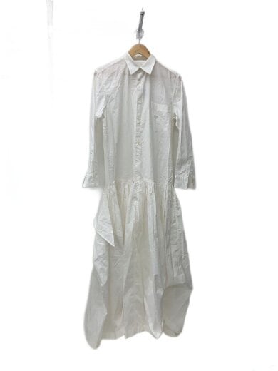 商品画像：長袖ワンピース/--/コットン/WHT/無地/t0-040070 1