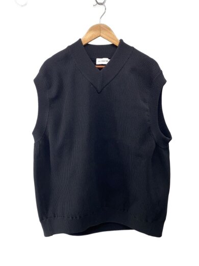 商品画像：ニットベスト(厚手)/XL/ポリエステル/BLK/無地// 1