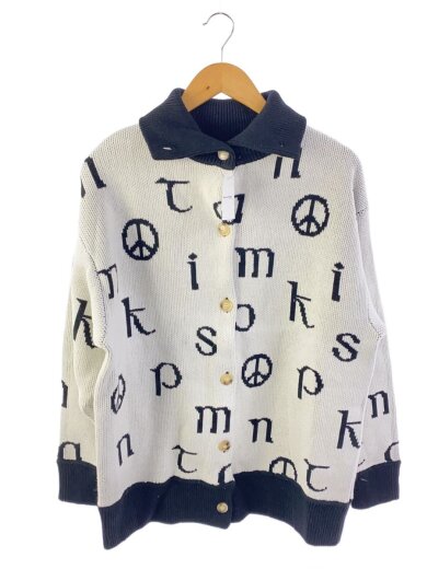 商品画像：カーディガン(厚手)/L/コットン/WHT/総柄/22aw-aynt07 1