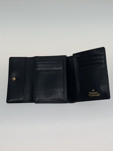 商品画像：2つ折り財布/レザー/BLK/無地/レディース 4