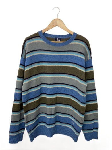 商品画像：90s/OLD STUSSY/紺タグ/ニット・セーター(薄手)/XL/ウール/BLU/ストライプ 1