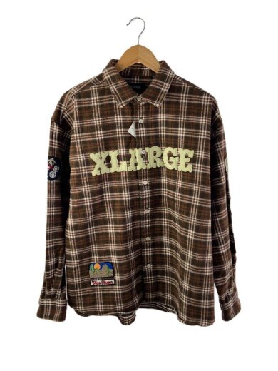 画像：X-LARGEネルシャツ/L/コットン/BRW/チェック/1012440140011