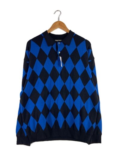 商品画像：ポロシャツ/L/ウール/BLU/アーガイル柄/VASN22002// 1