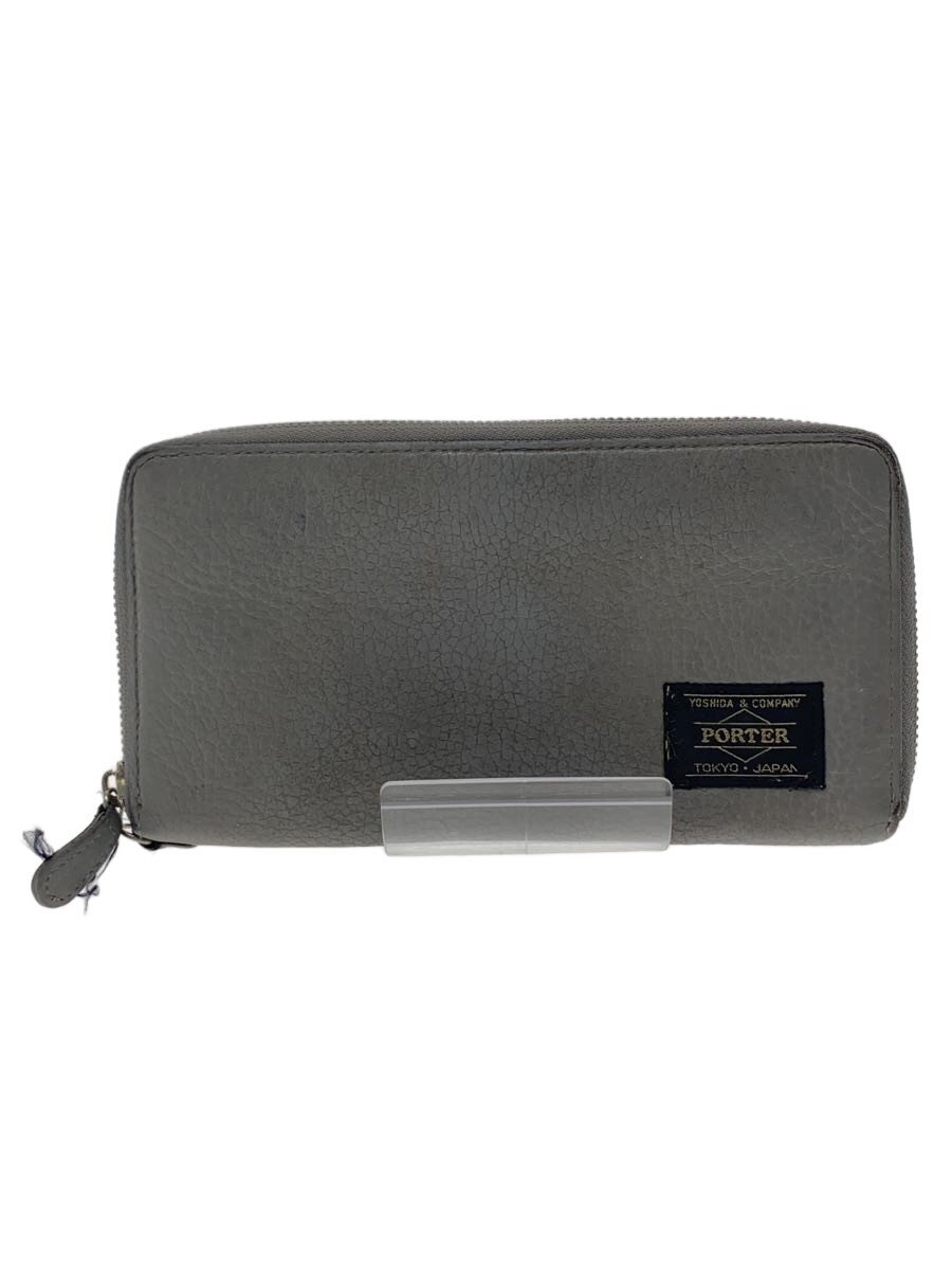 HEAD PORTER / 長財布/レザー/GRY/無地/メンズ
