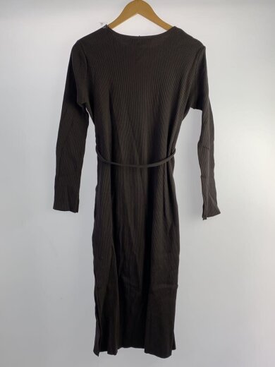 商品画像：リブテレコIラインワンピース/長袖ワンピース/38/コットン/ブラウン/669-0219036 2