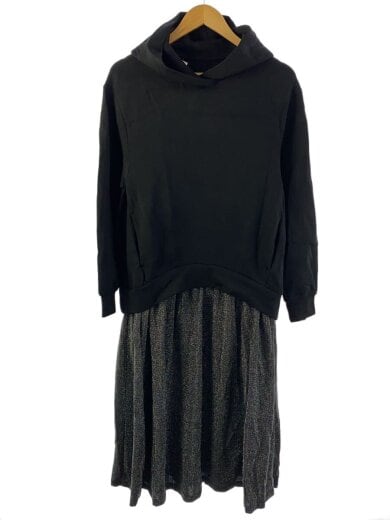 商品画像：長袖ワンピース/1/レーヨン/BLK/無地/512450302301-01 1