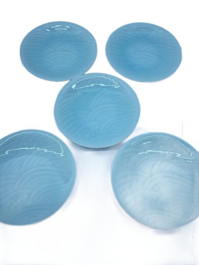 商品画像：皿/5点セット/BLU/青海波/皿/快山 1