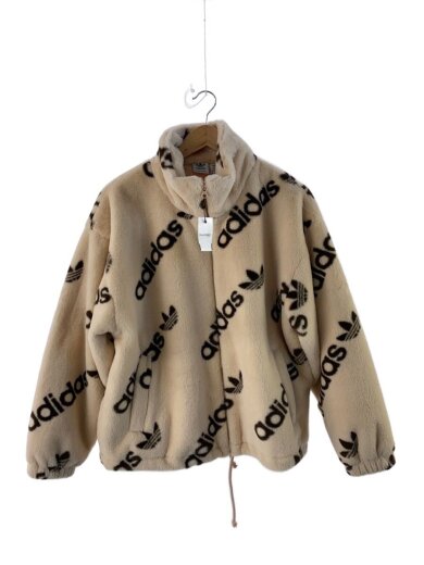 画像：adidasフェイクファージャケット/--/ポリエステル/CRM/総柄/HM48841