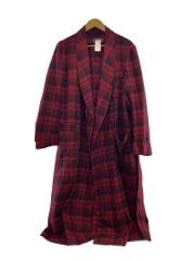 40s/ガウンコート/M/ウール/RED/チェック